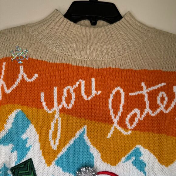 MAJOR LABEL GROUP women's size large L Ski you Later Christmas penguin sweater - Picture 4 of 14